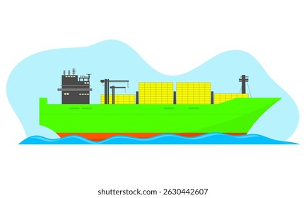 cargo ship. container ship. transcontinental ship. large ship. sea transportation. ocean shipping. logistics industry. vector illustration
