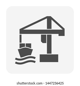 Cargo ship and cargo container vector icon design for shipping industrial concept design.