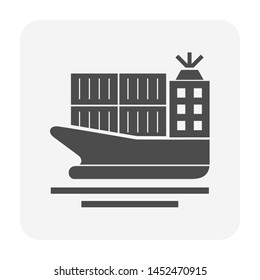 Cargo ship and cargo container vector icon design for shipping industrial concept design.