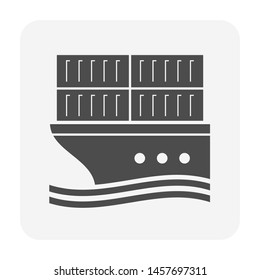 Cargo ship and cargo container vector icon design for shipping industrial concept design.