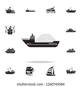 cargo ship with containers icon. Detailed set of ship icons. Premium graphic design. One of the collection icons for websites, web design, mobile app