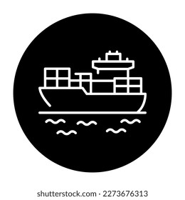 Cargo ship with containers сolor line icon. Pictogram for web page.