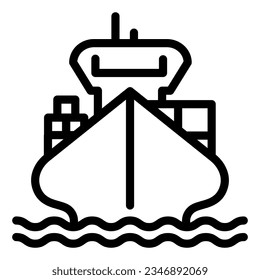 Cargo ship with containers line icon, delivery and logistics symbol, Freighter vector sign on white background, cargo boat icon in style mobile web design. Vector graphics.