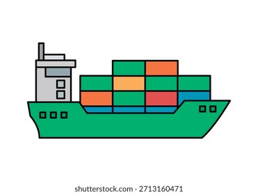 Barco de carga con contenedores sobre un fondo blanco