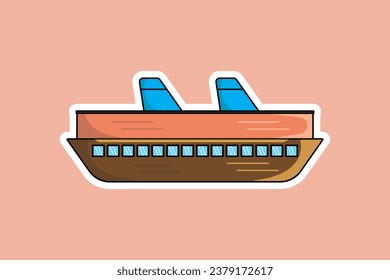 Cargo Ship With Containers Sticker vector illustration. Sea transportation object icon concept. Industrial commercial delivery and logistic services element sticker vector design.
