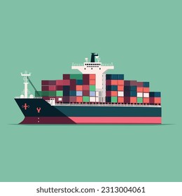 Cargo ship with containers vector isolated