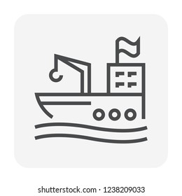 Cargo ship and crane icon design, for shipping work, 64x64 perfect pixel and editable stroke.