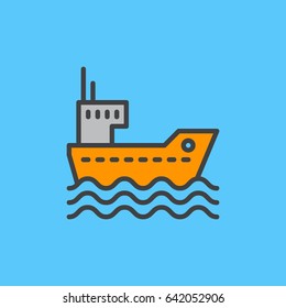 Cargo ship filled outline icon, line vector sign, flat colorful pictogram. Symbol, logo illustration. Pixel perfect