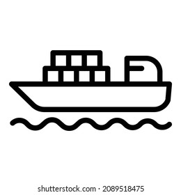 Cargo Ship Flat Icon Isolated On White Background