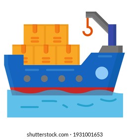 cargo ship flat icon of vector illustration