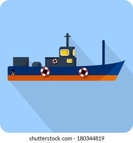 Cargo ship flat illustration