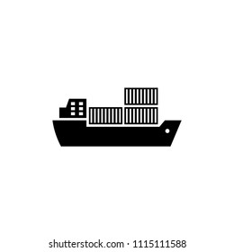 Cargo Ship. Flat Vector Icon illustration. Simple black symbol on white background. Cargo Ship sign design template for web and mobile UI element