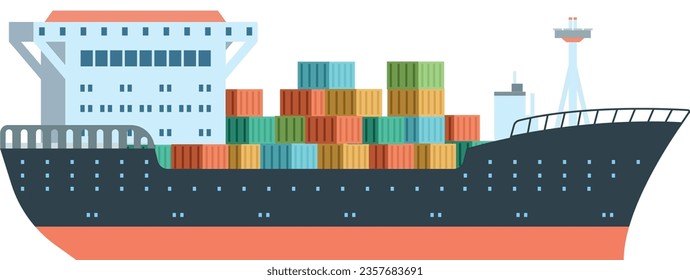 Cargo ship with freight metal containers. Sea shipping