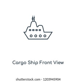 Cargo Ship Front View concept line icon. Linear Cargo Ship Front View concept outline symbol design. This simple element illustration can be used for web and mobile UI/UX.