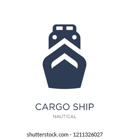 Cargo Ship Front View icon. Trendy flat vector Cargo Ship Front View icon on white background from Nautical collection, vector illustration can be use for web and mobile, eps10