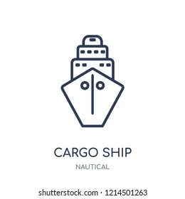 Cargo Ship Front View icon. Cargo Ship Front View linear symbol design from Nautical collection. Simple outline element vector illustration on white background.
