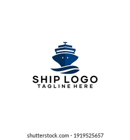 Cargo Ship Front View Logo Icon Template Vector