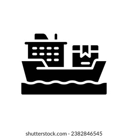 cargo ship glyph icon. vector icon for your website, mobile, presentation, and logo design.