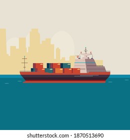 cargo ship graphic element Illustration template
