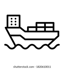 Cargo ship having cardboards on it, editable icon 