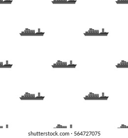 Cargo ship icon in black style isolated on white background. Logistic pattern stock vector illustration.