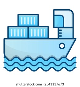 Ícone de navio de carga, ilustração de vetor de gradiente azul