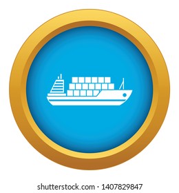 Cargo ship icon blue vector isolated on white background for any design