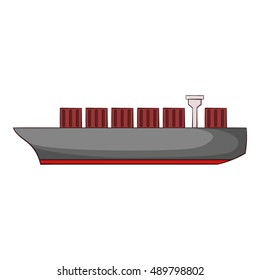 Cargo ship icon in cartoon style isolated on white background. Maritime transport symbol vector illustration