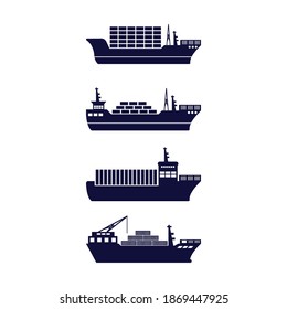 Plantilla de diseño de icono de barco de carga vector ilustración aislada