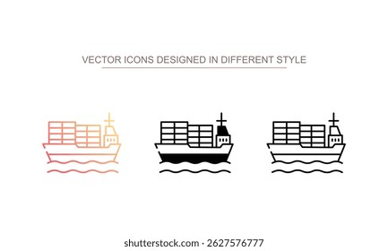 Diseño de icono de barco de carga con fondo blanco
