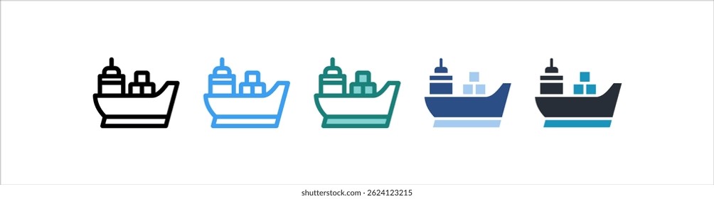 Cargo Ship Icon In Different Style Vector