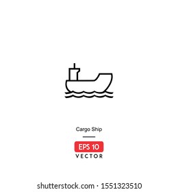 Cargo Ship Icon. Ecommerce Isolated On White Background. With Line Style. EPS10 - Vector