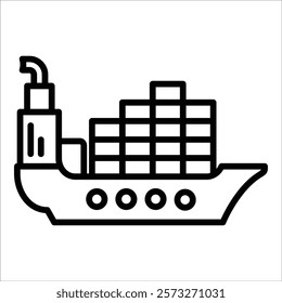 Cargo Ship Icon Element For Design