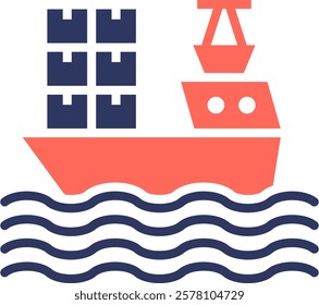 Cargo Ship Icon Element For Design