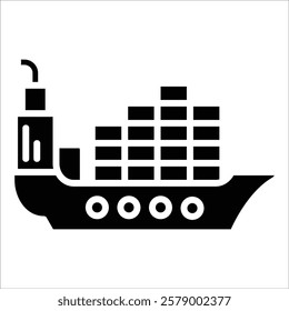 Cargo Ship Icon Element For Design