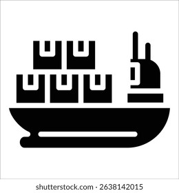 Cargo Ship Icon Element For Design