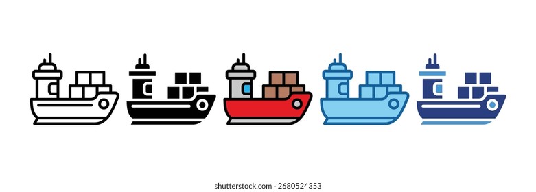 Cargo Ship Icon Element For Design
