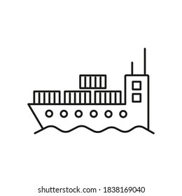 icono del barco de carga del icono de logística para concepto móvil y aplicaciones web. Icono de barco de carga delgado puede ser usado para web y móvil. Icono premium sobre fondo blanco
