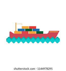 Cargo ship icon in flat design concept.Vector illustration
