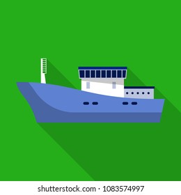 Cargo ship icon. Flat illustration of cargo ship vector icon for web design