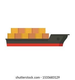Cargo ship icon. Flat illustration of cargo ship vector icon for web design