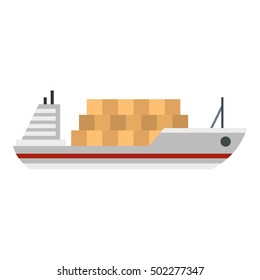 Cargo ship icon. Flat illustration of cargo ship vector icon for web design