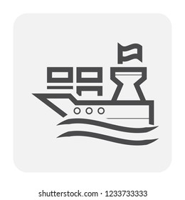 Cargo ship icon for freight shipping design.