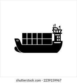 Cargo Ship Icon, Freighter, Merchant Ship Icon Vector Art Illustration