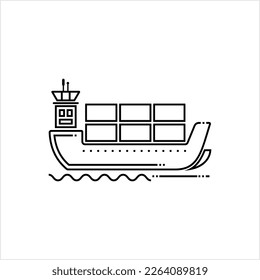 Cargo Ship Icon, Freighter, Merchant Ship Icon Vector Art Illustration