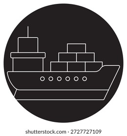 Frachtschiff-Symbol, Global Freight Carrier, Ocean Trade Vessel, Seeverkehr-Riese, Vektorgrafik