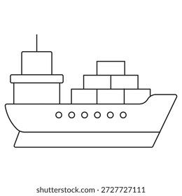 Frachtschiff-Symbol, Global Freight Carrier, Ocean Trade Vessel, Seeverkehr-Riese, Vektorgrafik