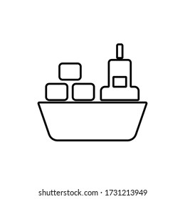 Cargo ship icon. International freight transport sign. Flat design style.