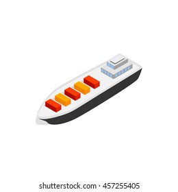 Cargo ship icon in isometric 3d style isolated on white background. Maritime transport symbol