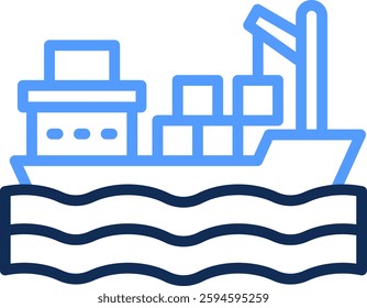 Cargo Ship Icon Line Color Vector Illustration